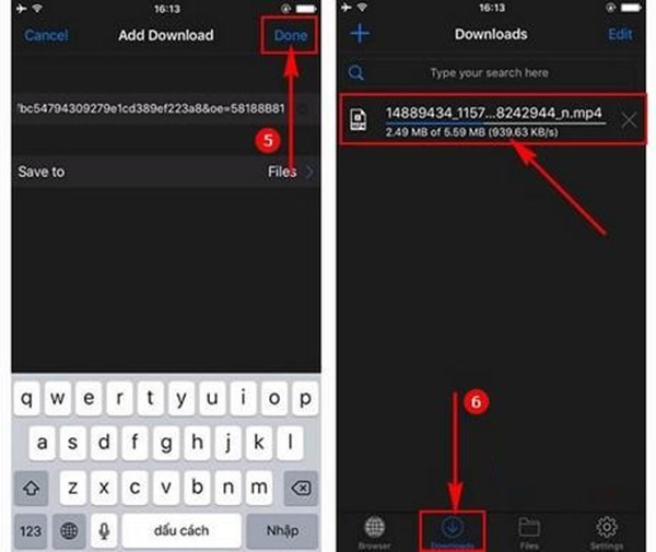 Video đã được tải thành công về điện thoại Iphone 7